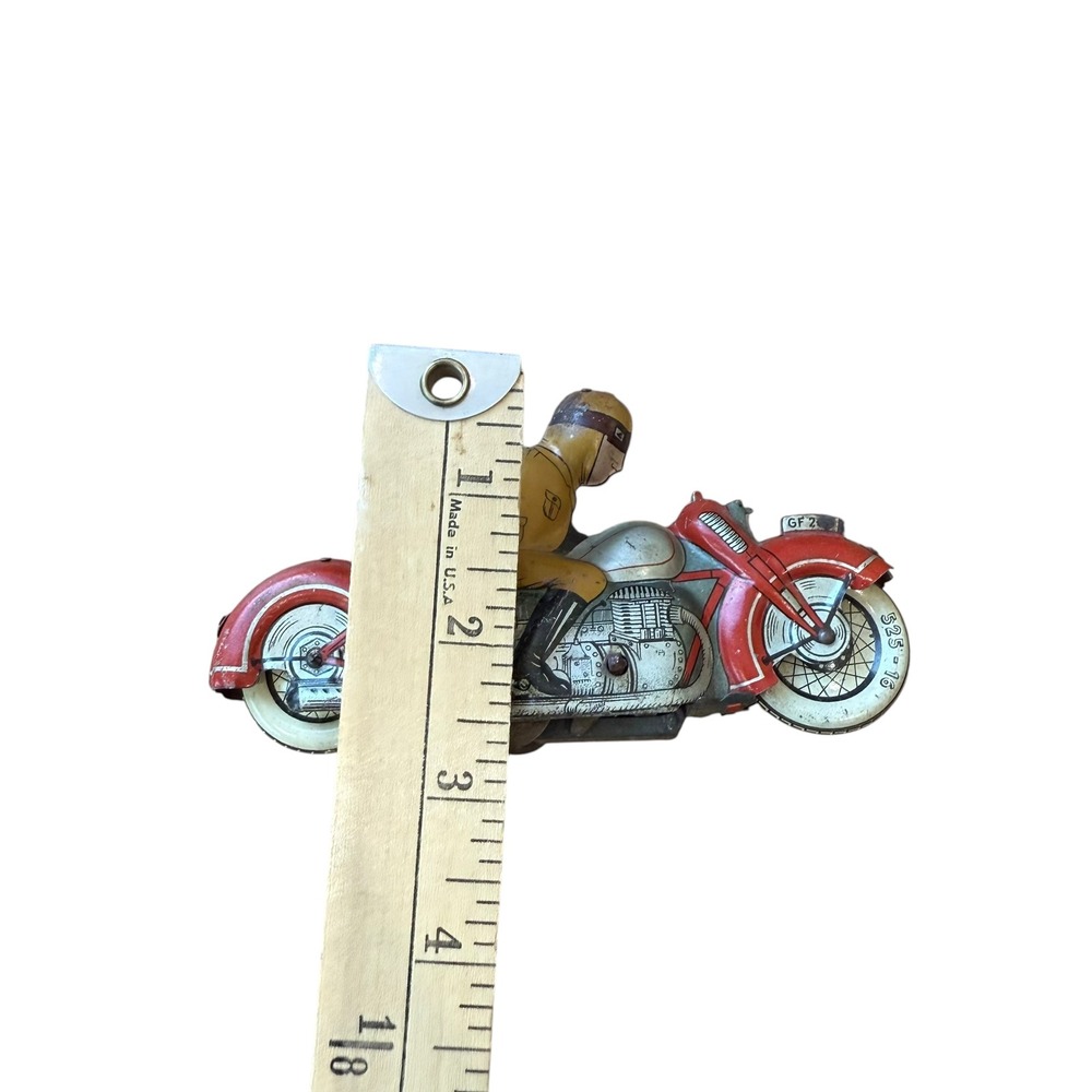 Vintage Arnold A643 Model Tin Toy Motorcycle with Rider Union Cord A643 GF207 - Picture 16 of 16